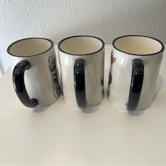 Hipster Animal Mugs Set of 3 Stoneware by Signature Housewares Cow Dog Llama EUC - Picture 7 of 10